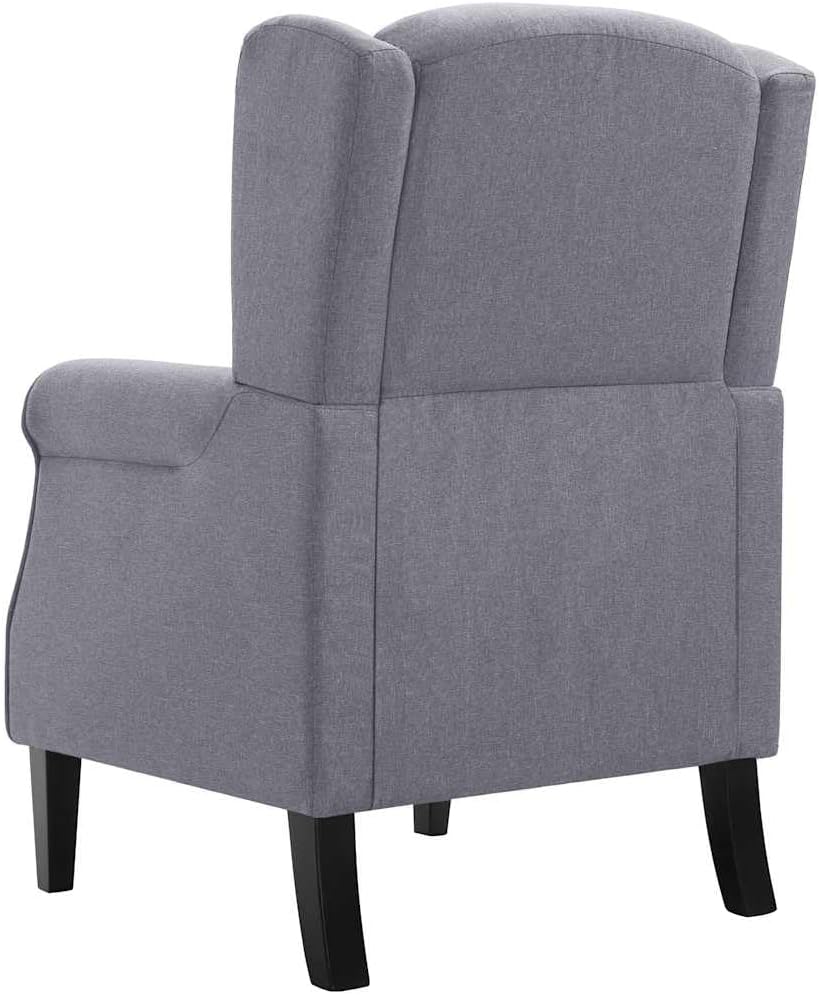 Fauteuil – Armstoel – Zetel – Relaxstoel – Stoel – Donkergrijs – Massief Houten Frame – Comfortabele Gevoerde Zitting 14 cm
