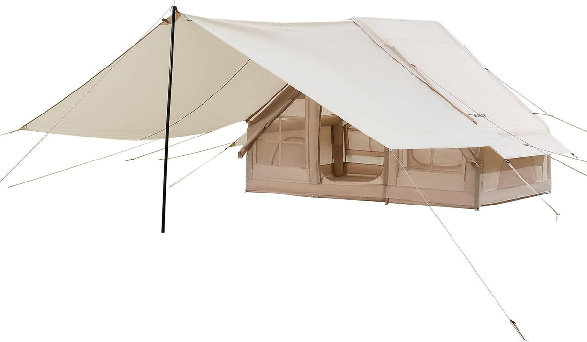 VEVOR Opblaasbare tenten voor kamperen, eenvoudige installatie opblaasbare kampeertenten met handpomp, 300D Oxford 4 seizoenen glampingtent met kachelaansluiting, opbergtas inbegrepen voor eenvoudig
