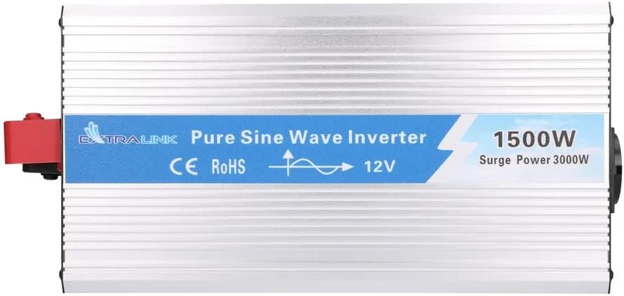 EXTRALINK OPIM - 1500 W Spanningsomvormer 12 V 230 V Zuivere Sinus Stroomomvormer Voor Auto, Camper en Voertuigen