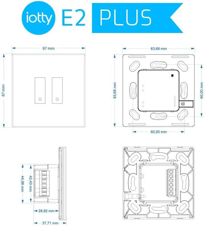 iotty E2 PLUS Wi-Fi slimme schakelaar voor lampen en deuren, compatibel met Google Home, Alexa en Siri, IOS en Android app, verlicht glaspaneel, temperatuur- en helderheidssensoren