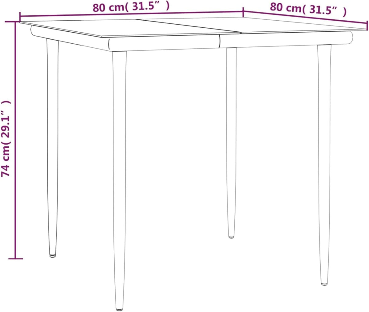 Tidyard 3-delige set, eetkamer, tuin, outdoor, polyrotan, bruin, staal, glas, set van glas en 2 eetkamerstoelen voor de tuin, buiten, tafel en stoelen voor buiten, terras - QUORE