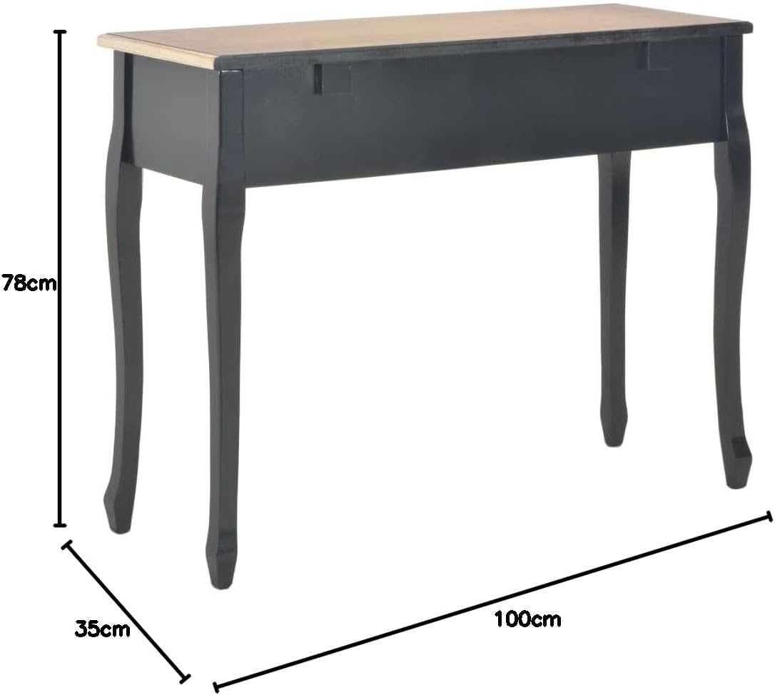 vidaXL Side Table with 3 Drawers Black Dressing Table Makeup Table Bedroom Table