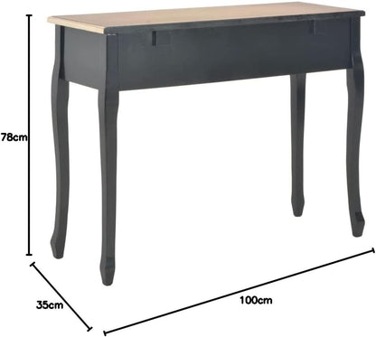 vidaXL Side Table with 3 Drawers Black Dressing Table Makeup Table Bedroom Table