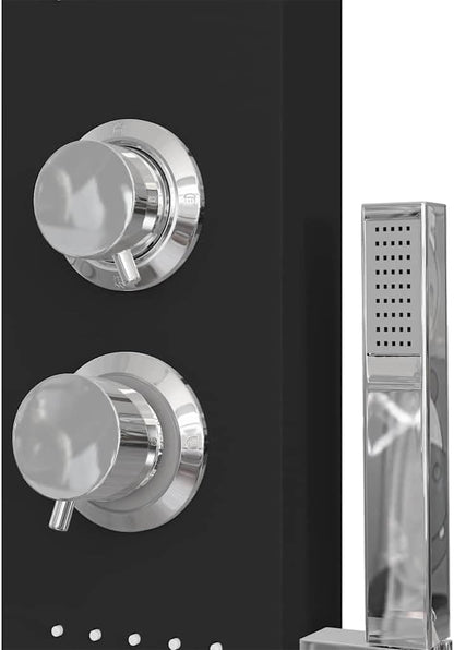 Douchepaneel – Douche Systeem – Regendouche – Douchekraan – Handdouche – Mat Zwart – Aluminium – 4 Functies Met Massagejets