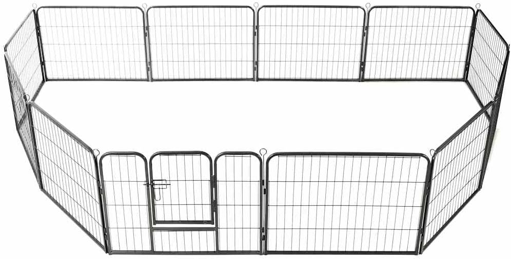vidaXL Dog run with 12 panels 80x60 cm steel black
