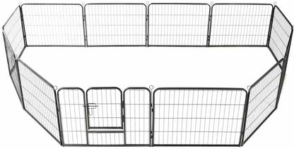 vidaXL Dog run with 12 panels 80x60 cm steel black