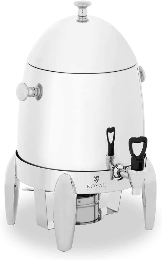 Royal Catering RCSD-9 Drankdispenser met brandstofhouder, 12 l, roestvrij staal, dispenser, drankdispenser met tapkraan, drankhouder