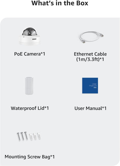ANNKE C800 Dome 4K Ultra HD PoE Bewakingscamera, H.265 + 8 MP bewakingscamera, bedraad, video, IP67, buiten, IK10, vandalismebewaking, audio-opname, TF-kaart 256 GB (niet PTZ)