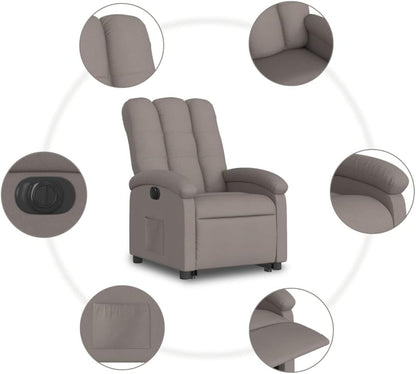 Elektrische Stoel – Kantelbare Stoel – Fauteuil – Loungestoel – Relaxstoel – Taupe Stof – Elektrische Heffunctie – Verstelbare Rugleuning en Voetensteun