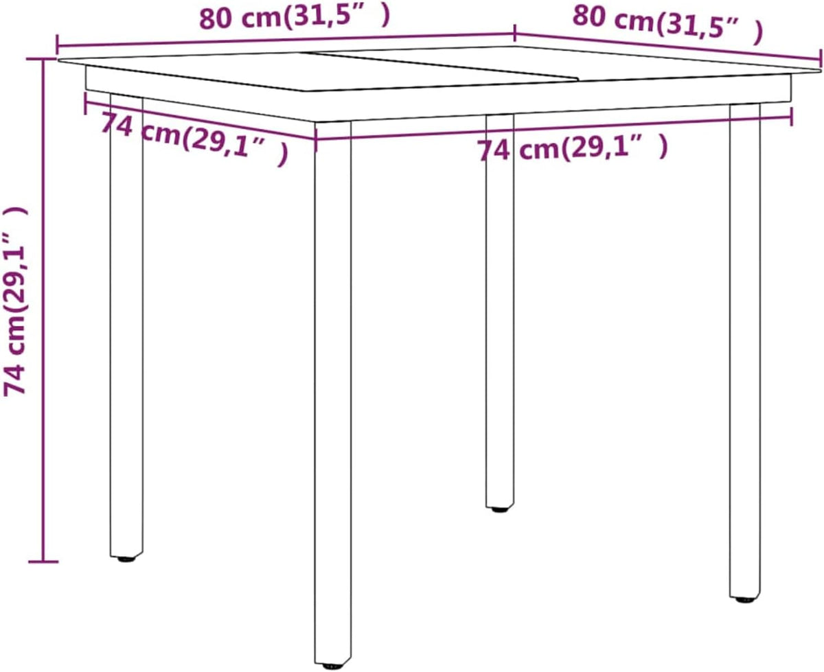 Gecheer Eetkamerset voor tuin, 3-delige set met kussens, tafel en stoelen voor buiten, salontafel en stoelen, polyrotan meubelset, tuinmeubelset van rotan, bruin en zwart - QUORE