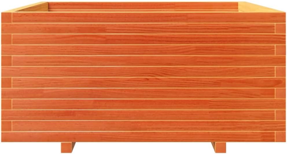Flower Box Wax Brown 100 x 100 x 49.5 cm Solid Pine Wood Flower Box on Legs Pot with Trellis Planter Patio - QUORE