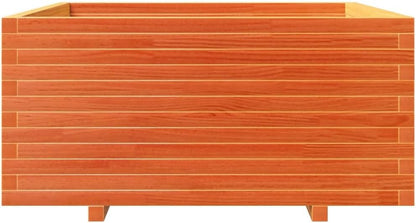 Flower Box Wax Brown 100 x 100 x 49.5 cm Solid Pine Wood Flower Box on Legs Pot with Trellis Planter Patio - QUORE