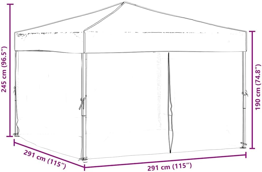 vidaXL Partytent inklapbaar met zijwanden 3x3 m antracietkleurig