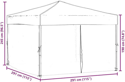 vidaXL Partytent inklapbaar met zijwanden 3x3 m antracietkleurig