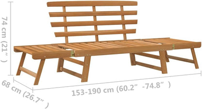 vidaXL Garden bench 2-in-1 190 cm solid acacia wood