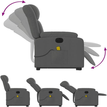 Massagestoel – Relaxfauteuil – TV Stoel – Verstelbare Stoel – Sta-op Hulp – Elektrisch Kantelbaar – 6-Punts Vibratiemassage – Donkergrijze Stof