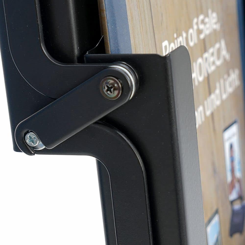 Vouwbare brochurehouder zwart 5 x DIN A4 | zwarte stalen plaat staande flyerdeur in staand formaat | A4 opvouwbare standaard (zwart, A4) incl. draagtas