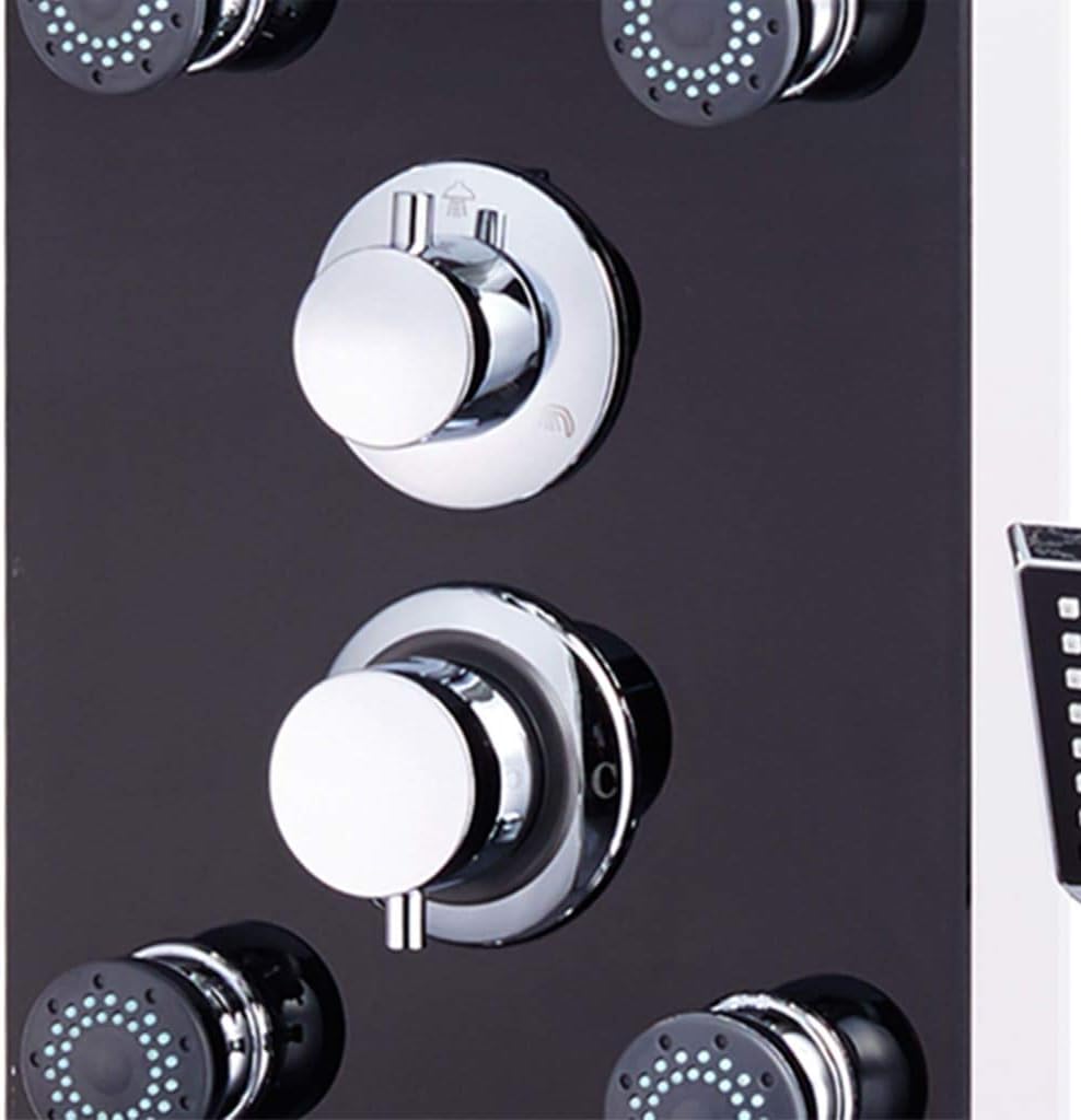 vidaXL Shower Panel Glass Black Shower Panel System Massage Shower Shower