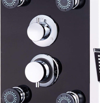 vidaXL Shower Panel Glass Black Shower Panel System Massage Shower Shower