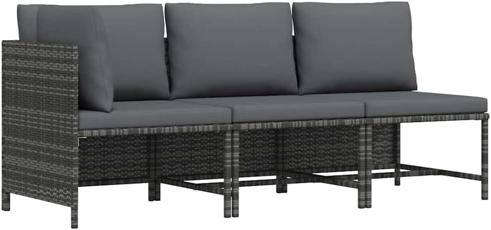 vidaXL 1/4/5x Footrest Sectional with Cushion Poly Rattan Multiple Colors - QUORE