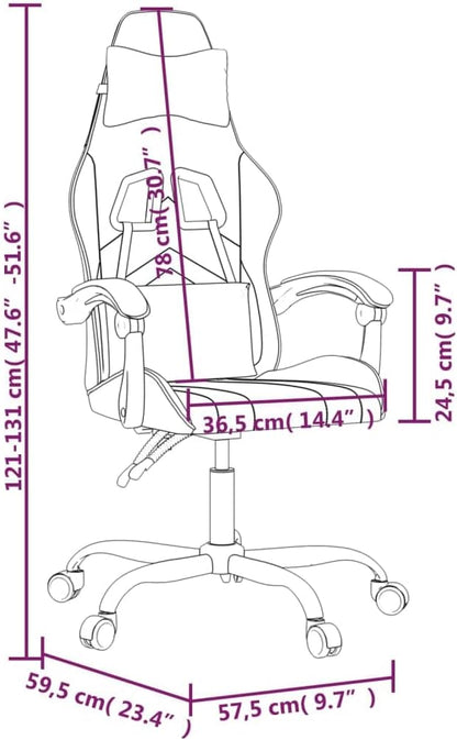 Gamingstoel – Bureaustoel – Game Chair – Gamerstoel – Zwart-Blauw – Verstelbare Rugleuning – Kunstleer Met Schuimvulling