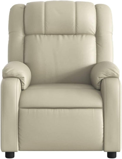 Relaxstoel crème kunstleer TV fauteuil met ligfunctie, enkele ligstoel relaxstoel voor woonkamer, slaapkamer handmatig kantelsysteem mA7 - QUORE