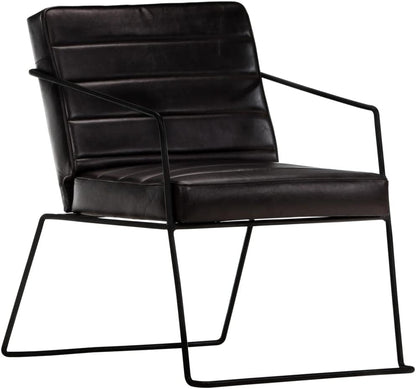 Armchair Black Genuine Leather Lounge Chair TV Chair Recliner Office Chair Chair for Bedroom Living Room Study Office