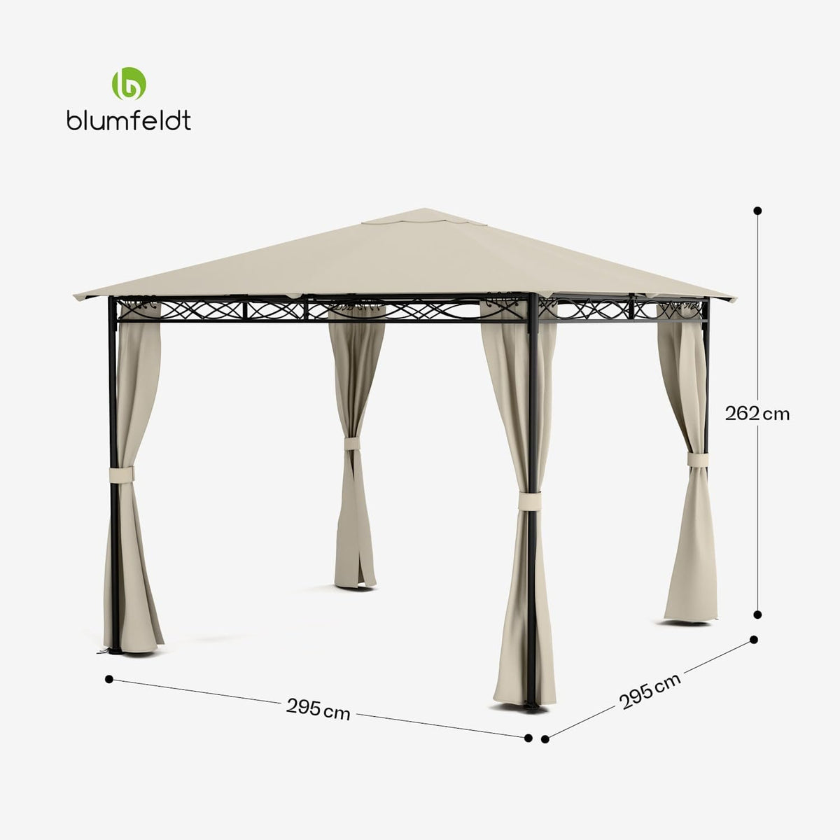 Tuinpaviljoen – Tuinoverkapping – Tuinkamer – Tuinlounger – Tuinhuisje – 295x267x295 cm – Water- en UV-bestendig Polyester – Roestvrij Stalen Frame