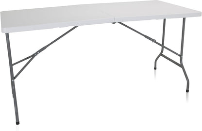 hjh OFFICE Easy Up Multi II 830053 klaptafel, 152 x 70 cm, kunststof, wit, campingtafel, inklapbaar met handgreep, metalen frame