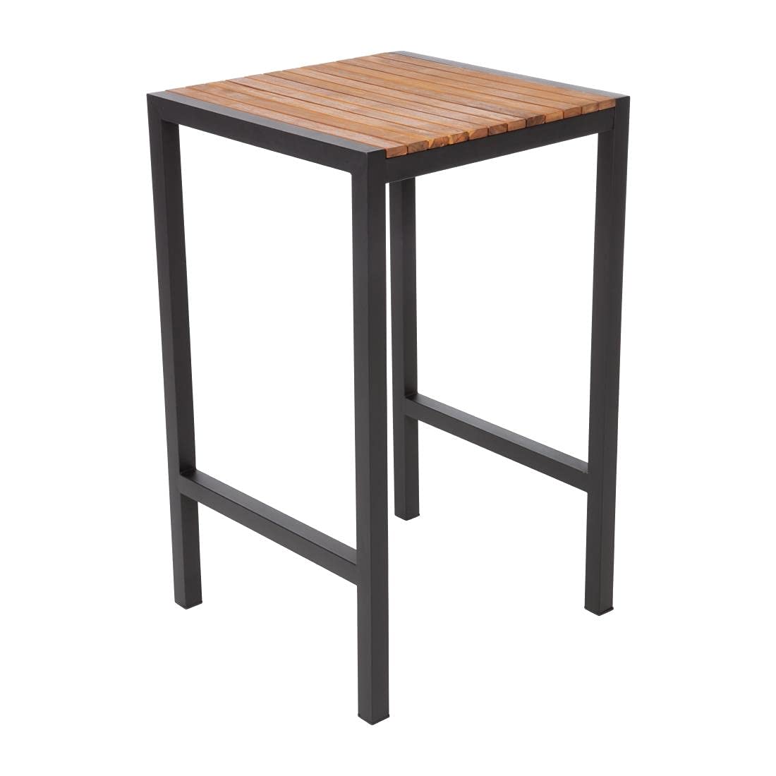 Bolero Vierkant Staal en Acacia Bar Tafel 600mm, DS155