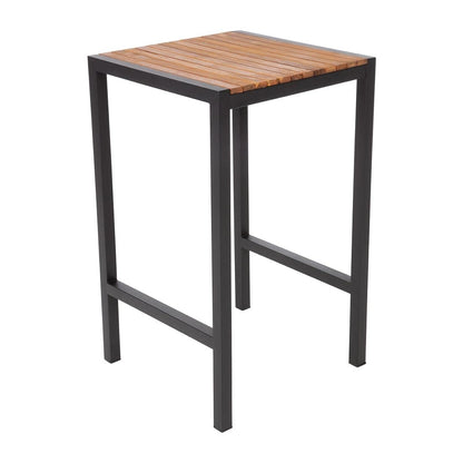 Bolero Vierkant Staal en Acacia Bar Tafel 600mm, DS155