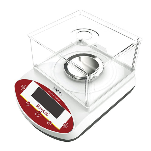 stonylab Analytische Elektronische Balans, 500 g x 0.01 g Laboratorium Schaal Precisie Analytische Balans Elektronische Schaal Sieraden Schaal met Schild en LCD Display, 220 V