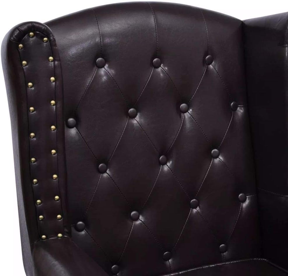 Tv-fauteuil – Relaxfauteuil – Fauteuil met Voetenbank – Relaxstoel – Kunstleren Fauteuil – Chesterfield Design – Kunstleer Bekleding – Stevige Houten Poten