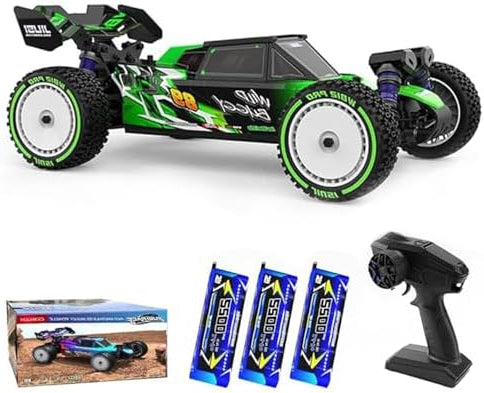 RC Auto 1:12 – Radiografische Auto – RC Buggy – Offroad Raceauto – Afstandsbediening Auto – 100 km/u Snelheid – 4WD 3600KV Borstelloze Motor – Groen Met 3 Batterijen - QUORE
