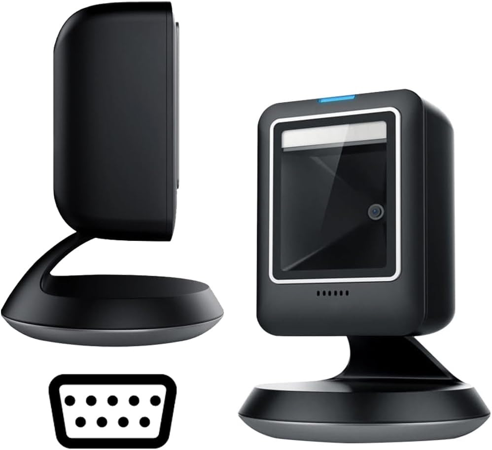 HD-S63-RS232, Streepjescodescanner, QR/1D/2D-lezer, RS232, Auto-Sense, IP54, Plug & Play, Compatibel met Meerdere Besturingssystemen, Lezen van Schermen