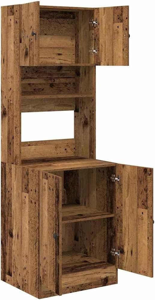 Keukenkast – Wandkast – Opbergkast – Kast – Keukenmeubel – Rustieke Oude Houtlook – Verstelbare Planken – Wandmontage 60x50x180 cm
