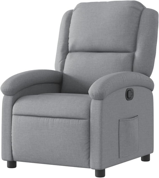 vidaXL Recliner Chair with Backrest, Armrests, TV Chair, Reclining Chair, Seat for Living Room Home, Light Grey Fabric - QUORE