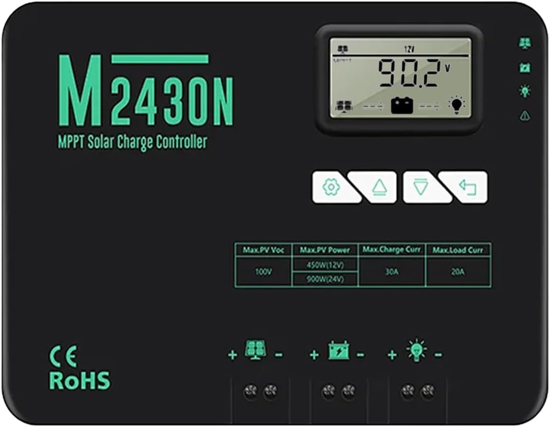 SolaMr 30A MPPT zonne-laadregelaar 12V/24V met LCD display voor communicatie basisstations en huishoudelijke systemen - M2430N