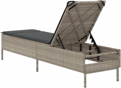 Gecheer Sun Lounger Poly Rattan Sun Lounger Light Dark Grey 198 x 55 x 97 cm Rattan Sun Lounger Folding Rattan Sun Lounger Outdoor Sun Lounger - QUORE