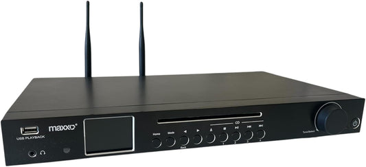 Maxxo TR04CD Hi-Fi Tuner, digitale radio met DAB+, FM, internetradio, cd-speler, bluetooth, wifi, Spotify, USB, UPnP, RDS, 2,4 inch kleurendisplay, wekker, afstandsbediening, zwart