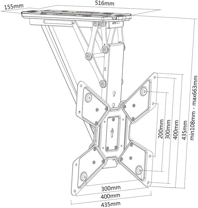 MULTIBRACKETS - Motor Ceiling Mount Gemotoriseerde TV Plafondbeugel 32-55 Inch met RF Afstandsbediening – Tot 30 kg – VESA 100x100 tot 400x400 – Elektrische Inklapbare TV Beugel.