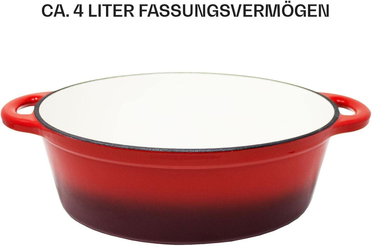 Cast Iron Casserole with Lid 28 cm 4 Litres | Stewpan Pure Casserole with Lid Casserole Reindl Cast Iron Pan Cocotte Oven Pan Induction Pan | Toci's Big-BBQ Premium Cooking Accessories - QUORE
