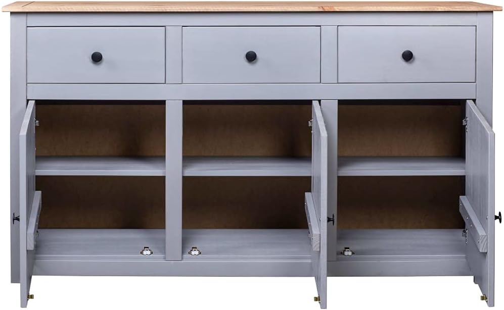 Sideboard Grey 135x40x80cm Dresser Living Room Dresser Cabinet Cabinet Living Room Oblique Storage Cabinet Pine Panama - QUORE