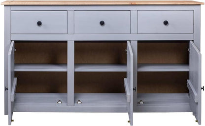 Sideboard Grey 135x40x80cm Dresser Living Room Dresser Cabinet Cabinet Living Room Oblique Storage Cabinet Pine Panama - QUORE