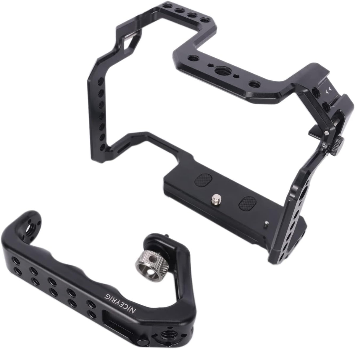 NICEYRIG R5 R5 C R6 kooikit voor Canon spiegelloze camera met bovenhandgreep en verschillende uitbreidingsinterfaces, aluminium kooi voor Canon R5 R6 R5 C spiegelloze camera-538