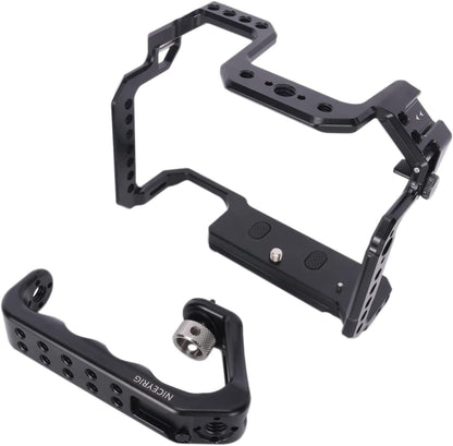 NICEYRIG R5 R5 C R6 kooikit voor Canon spiegelloze camera met bovenhandgreep en verschillende uitbreidingsinterfaces, aluminium kooi voor Canon R5 R6 R5 C spiegelloze camera-538