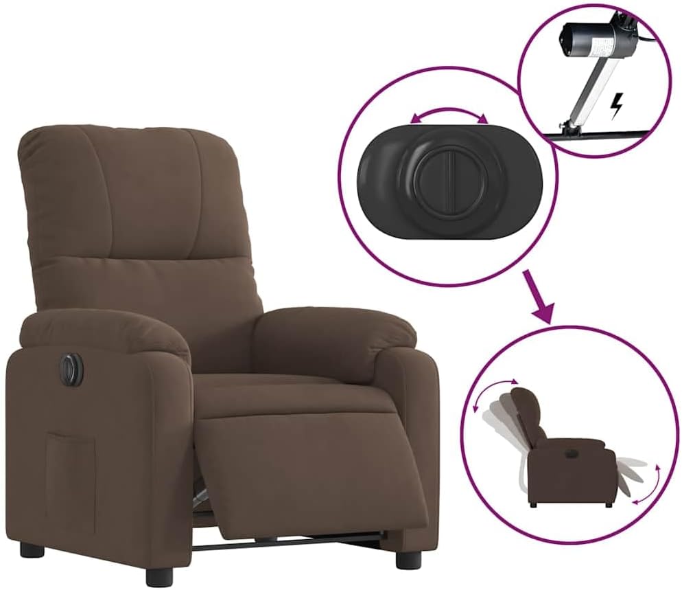 Recliner Chair, Electric Brown, Microfibre Fabric, TV Chair with Reclining Function, Single Lounger, Relax Chair for Living Room, Bedroom