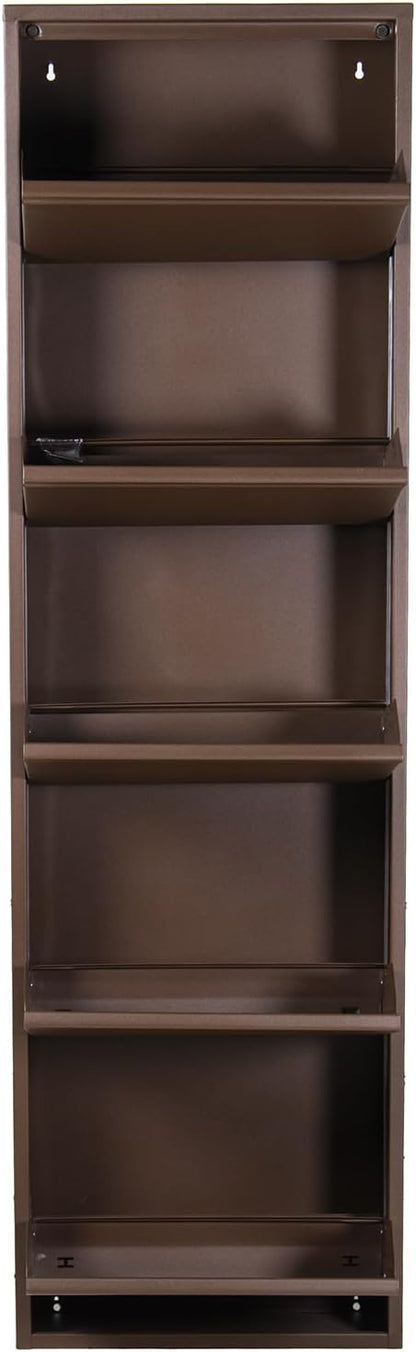 DRW Schoenenrek met 5 schuifladen van metaal, donkerbruin, 16 x 50 x 179 cm