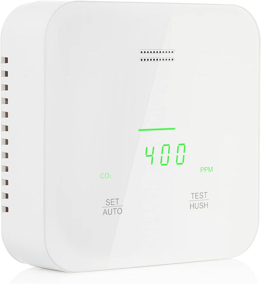 Smartwares - Luchtkwaliteitsalarm en - Sensor - Detecteert CO (Kooldioxide), Vochtigheid, Temperatuur - werkt op Netvoeding met Reservebatterij - FGA-13900