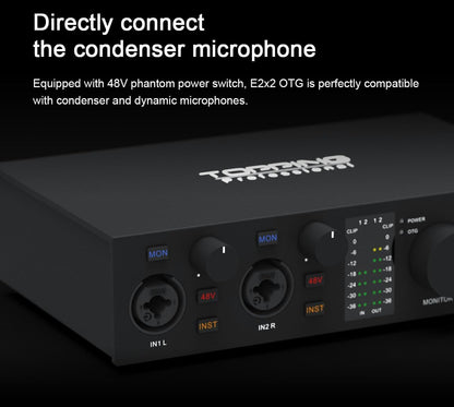 E2x2 OTG, USB-audio-interface met directe smartphone-aansluiting via OTG en SPDIF-uitgangsuitbreiding (wit)